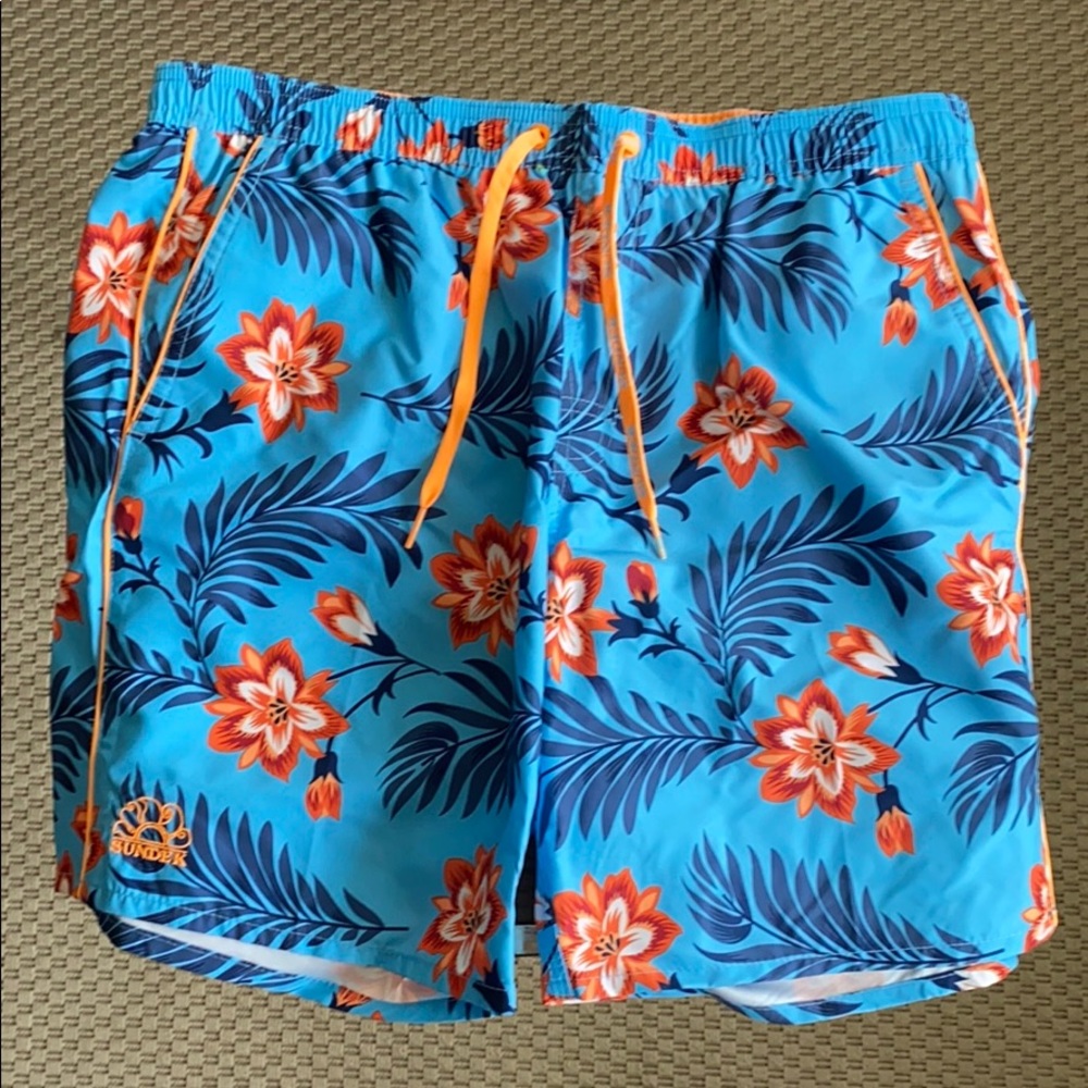 Sundek NWT 16” Bright Blue Floral Bathing Suit